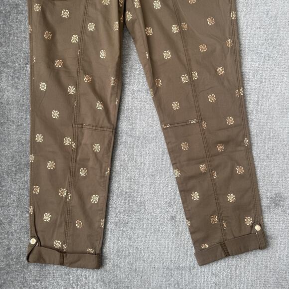 White House Black Market Pants Womens 10L Straight Crop Brown Metallic Print - Picture 3 of 13